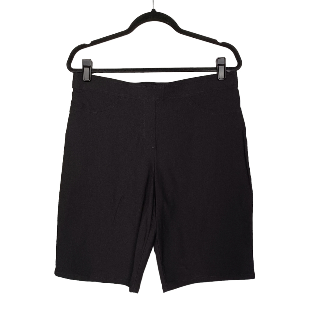 LAURA SCOTT Black Pull On Stretchy Bermuda Shorts Large